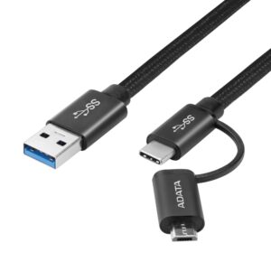 کابل ای دیتا COMBO LIGHTNING+MICRO USB2.0 2 IN 1 BLACK 2M